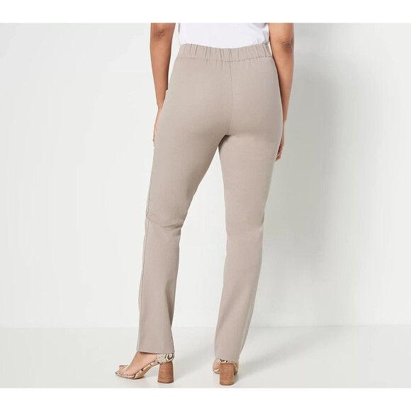 New Womens Isaac Mizrahi Live 4 T Tall 24/7 Straight Pant Stonewall Grey Tan - Picture 8 of 8